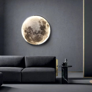 Realistic Grey Metal Moon LED Wall Sconce Light Zawala Image - 3
