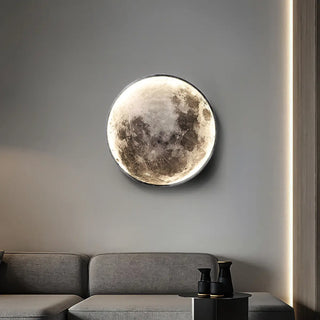 Realistic Grey Metal Moon LED Wall Sconce Light Zawala Image - 4