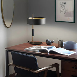 Bedroom Stylish Black Cylinder Metal Shade Table Lamp Zawala Image - 3