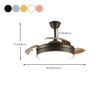 ZOWALA - Modern Round Metal White LED Ceiling Fan Light 47" #size