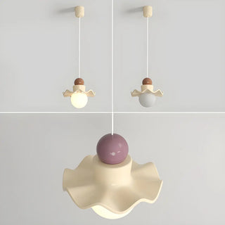 Modern Bedroom Ruffled Purple Resin Globe Pendant Light Zawala Image - 15