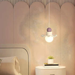 Modern Bedroom Ruffled Purple Resin Globe Pendant Light Zawala Image - 7
