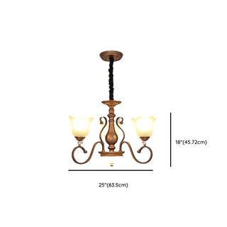 ZOWALA - Flower Glass Curve Arm Rust Living Room Chandelier #size