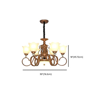 ZOWALA - Flower Glass Curve Arm Rust Living Room Chandelier Image - 12