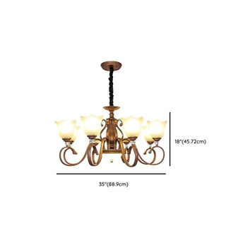 ZOWALA - Flower Glass Curve Arm Rust Living Room Chandelier Image - 13
