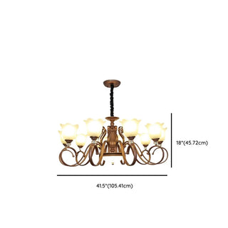 ZOWALA - Flower Glass Curve Arm Rust Living Room Chandelier Image - 14