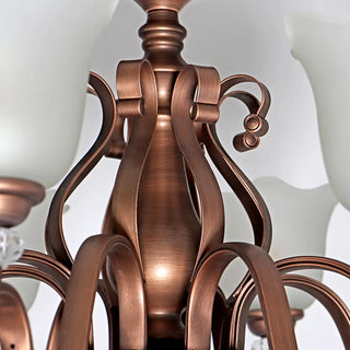 ZOWALA - Flower Glass Curve Arm Rust Living Room Chandelier Image - 8