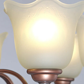 ZOWALA - Flower Glass Curve Arm Rust Living Room Chandelier Image - 9