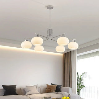 ZOWALA - Round Glass Silver Branch Down Living Room Chandelier Image - 1