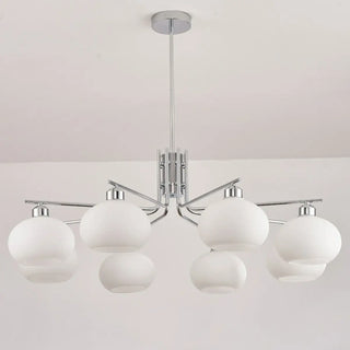 ZOWALA - Round Glass Silver Branch Down Living Room Chandelier Image - 11