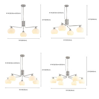 ZOWALA - Round Glass Silver Branch Down Living Room Chandelier #size