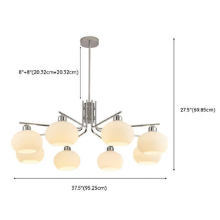 ZOWALA - Round Glass Silver Branch Down Living Room Chandelier Image - 15