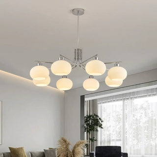 ZOWALA - Round Glass Silver Branch Down Living Room Chandelier Image - 2