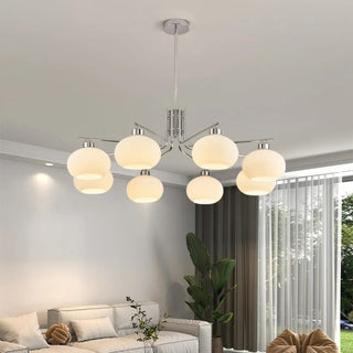 ZOWALA - Round Glass Silver Branch Down Living Room Chandelier Image - 3