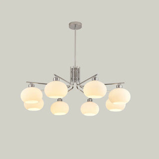 ZOWALA - Round Glass Silver Branch Down Living Room Chandelier Image - 4