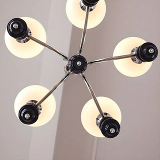 ZOWALA - Nordic Ball White Glass Living Room Blue 3-Light Chandelier Image - 12