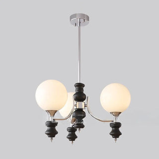 ZOWALA - Nordic Ball White Glass Living Room Blue 3-Light Chandelier Image - 15