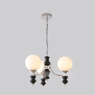 ZOWALA - Nordic Ball White Glass Living Room Blue 3-Light Chandelier Image - 16