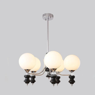 ZOWALA - Nordic Ball White Glass Living Room Blue 3-Light Chandelier Image - 19