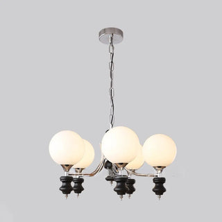 ZOWALA - Nordic Ball White Glass Living Room Blue 3-Light Chandelier Image - 20