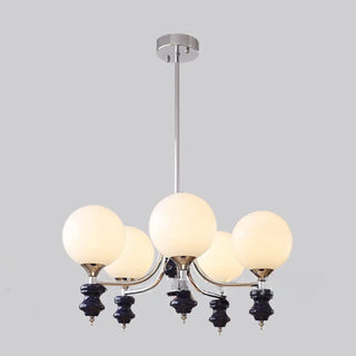 ZOWALA - Nordic Ball White Glass Living Room Blue 3-Light Chandelier Image - 21