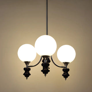 ZOWALA - Nordic Ball White Glass Living Room Blue 3-Light Chandelier Image - 9