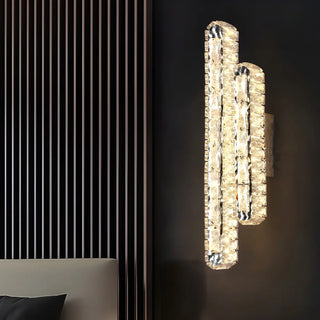 Silver Geometric Clear Crystal Modern Wall Sconce Zawala Image - 1