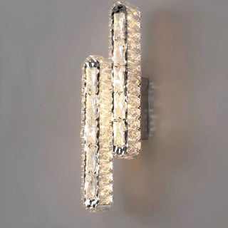 Silver Geometric Clear Crystal Modern Wall Sconce Zawala Image - 10