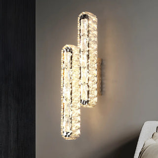 Silver Geometric Clear Crystal Modern Wall Sconce Zawala Image - 2