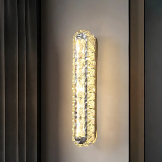 Silver Geometric Clear Crystal Modern Wall Sconce Zawala Image - 3