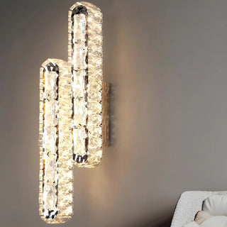 Silver Geometric Clear Crystal Modern Wall Sconce Zawala Image - 4