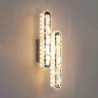 Silver Geometric Clear Crystal Modern Wall Sconce Zawala Image - 8