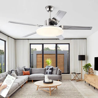 Modern Simple 5 Blade Metal Ceiling Fan with LED Light Zawala Image - 1