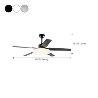 Modern Simple 5 Blade Metal Ceiling Fan with LED Light Zawala #size