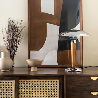 Living Room Minimalist Metal Silver Dome Table Lamp Zawala Image - 4