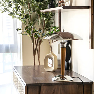 Living Room Minimalist Metal Silver Dome Table Lamp Zawala Image - 8