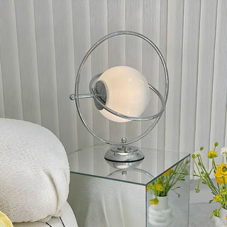 Modern Creative Silver Globe Shape Chrome Table Lamp Zawala Image - 1