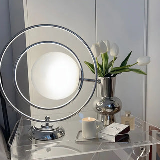 Modern Creative Silver Globe Shape Chrome Table Lamp Zawala Image - 2