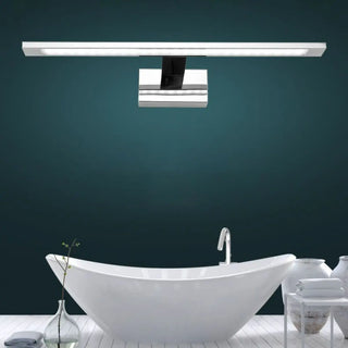 Silver Modern Rectangular LED Bathroom Vanity Light Zawala Image - 2