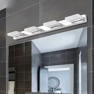 2-Light White Rectangular Metal Mirror Vanity Light Zawala Image - 1