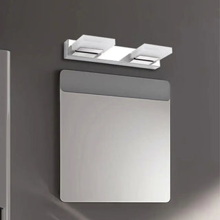 2-Light White Rectangular Metal Mirror Vanity Light Zawala Image - 2