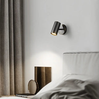 Modern Adjustable Black Cylinder Bedside Wall Sconce Zawala Image - 1