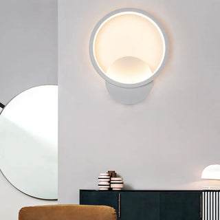 Modish White Round Metal Bedside Wall Sconce Light Zawala Image - 2