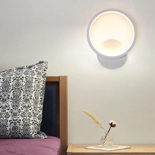Modish White Round Metal Bedside Wall Sconce Light Zawala Image - 3