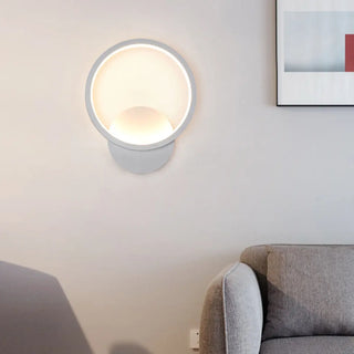 Modish White Round Metal Bedside Wall Sconce Light Zawala Image - 5