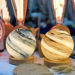 Modern Simple Globe Planet Style Glass Moon Table Lamp Zawala Image - 2