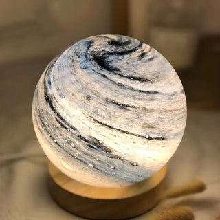 Modern Simple Globe Planet Style Glass Moon Table Lamp Zawala Image - 7