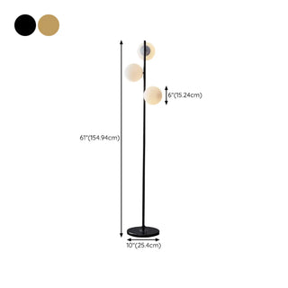 3-Light Globe Gold Stand and Marble Base Floor Lamp Zawala #size