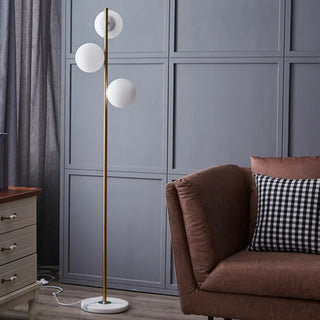 3-Light Globe Gold Stand and Marble Base Floor Lamp Zawala Image - 5
