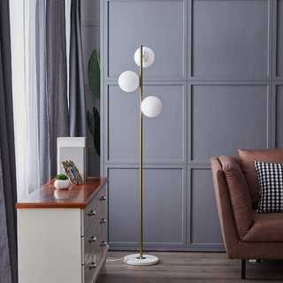 3-Light Globe Gold Stand and Marble Base Floor Lamp Zawala Image - 6